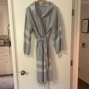 Cozy Gray Hooded Robe with Belt